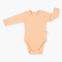 Light Papaya Bambusové Body na Patentky s Dlhým Rukávom